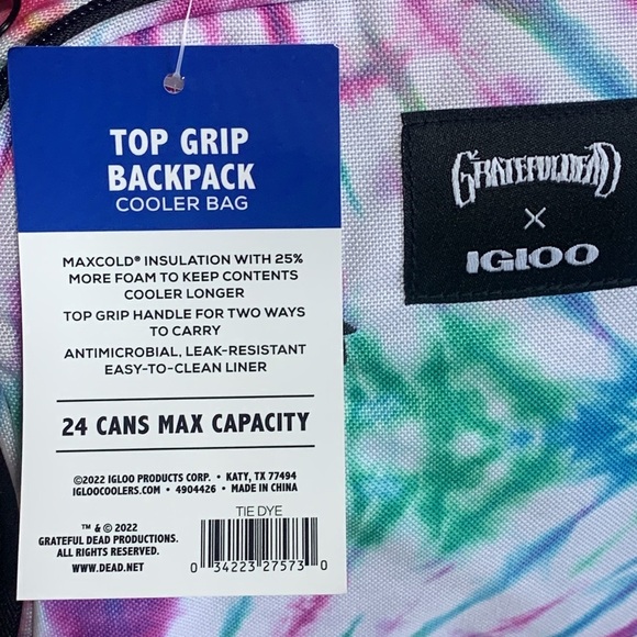 Igloo Grateful Dead Backpack Daytripper Cooler 24 Can Tie Dye New - Picture 6 of 9